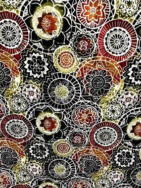 Bryant Industries Dutch Wax Block Print Fabric Floral Geometric 55 W x 48" L